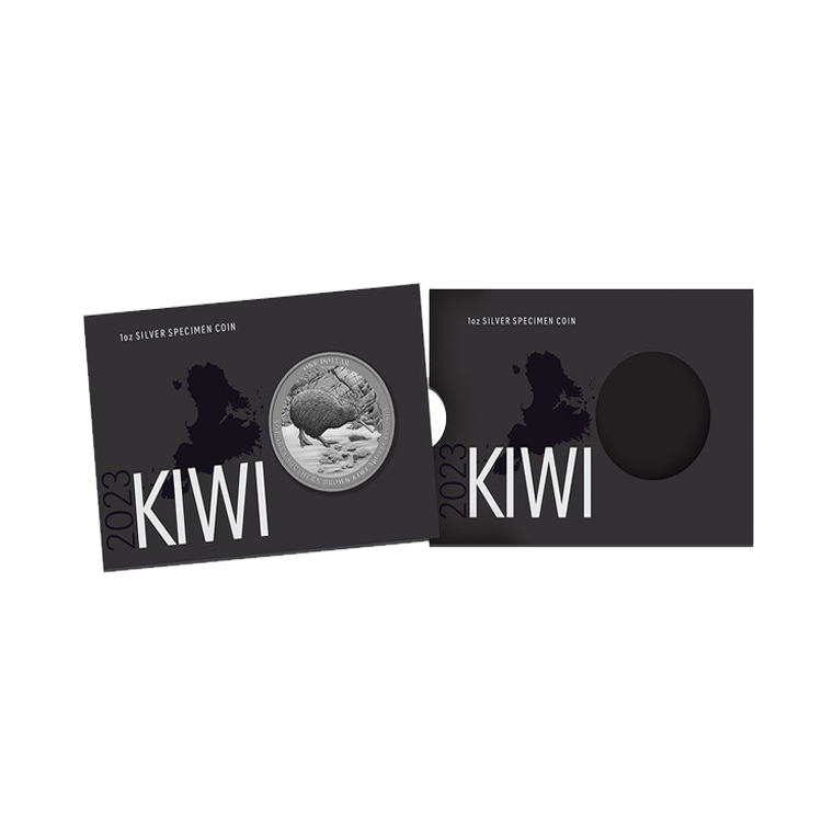 1 troy ounce silver Kiwi coin 2023 specimen angle 2 1 troy ounce silver Kiwi coin 2023 specimen angle 2