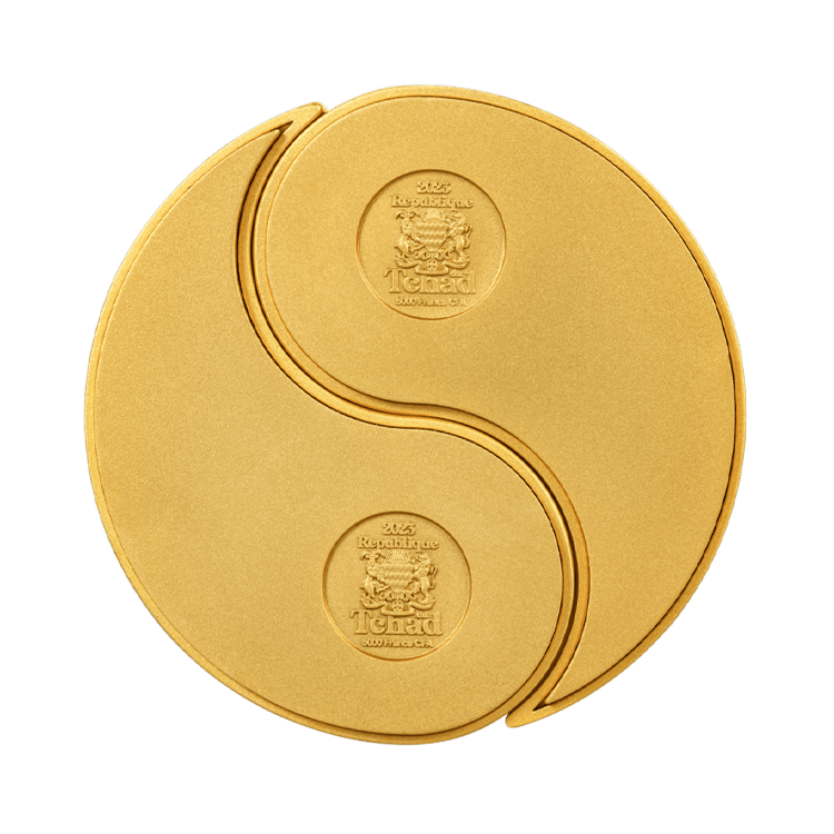 2-piece set of silver coins Yin Yang gold-plated back