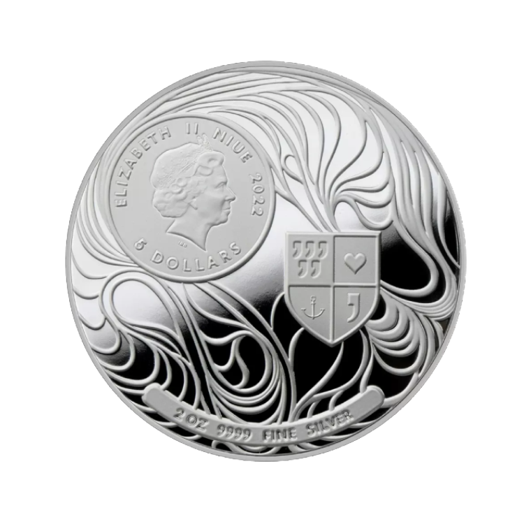 2 troy ounce silver coin Liberty Fortress - Proof back