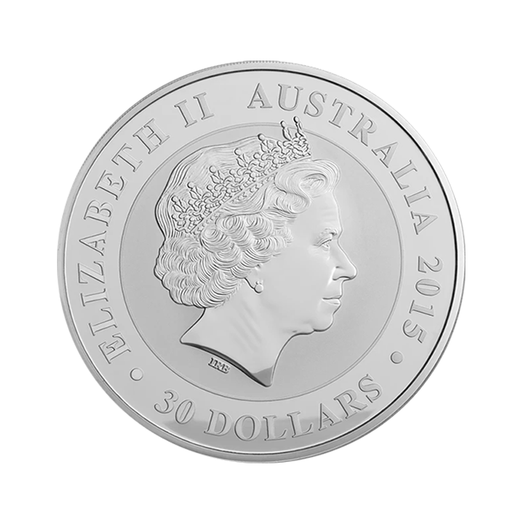 1 kilo silver Kookaburra coin 2015 back 1 kilo silver Kookaburra coin 2015 back