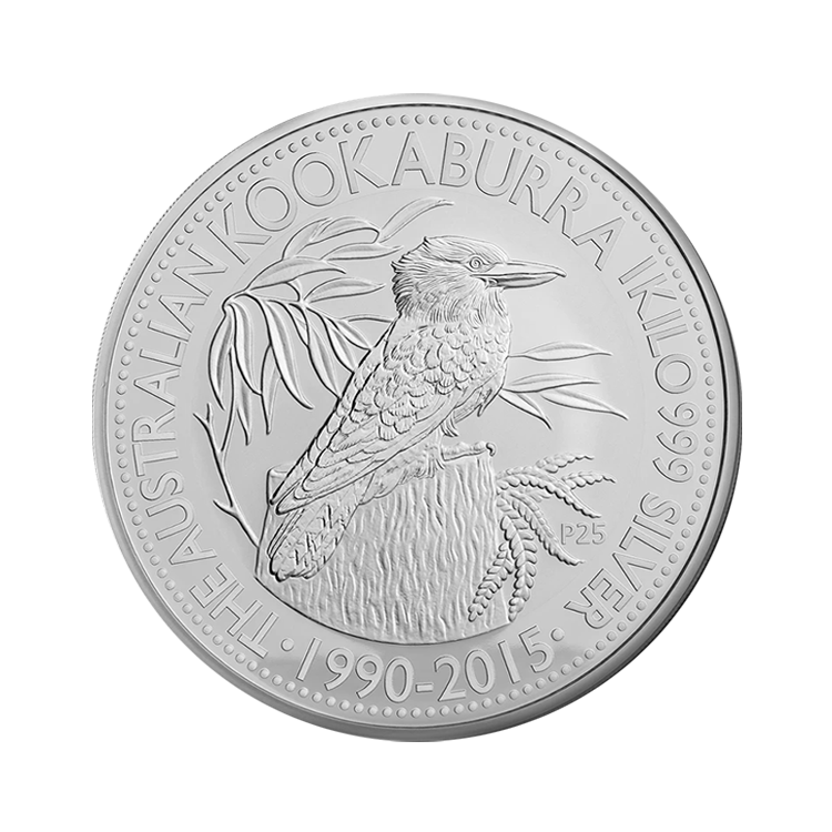 1 kilo silver Kookaburra coin 2015 front 1 kilo silver Kookaburra coin 2015 front
